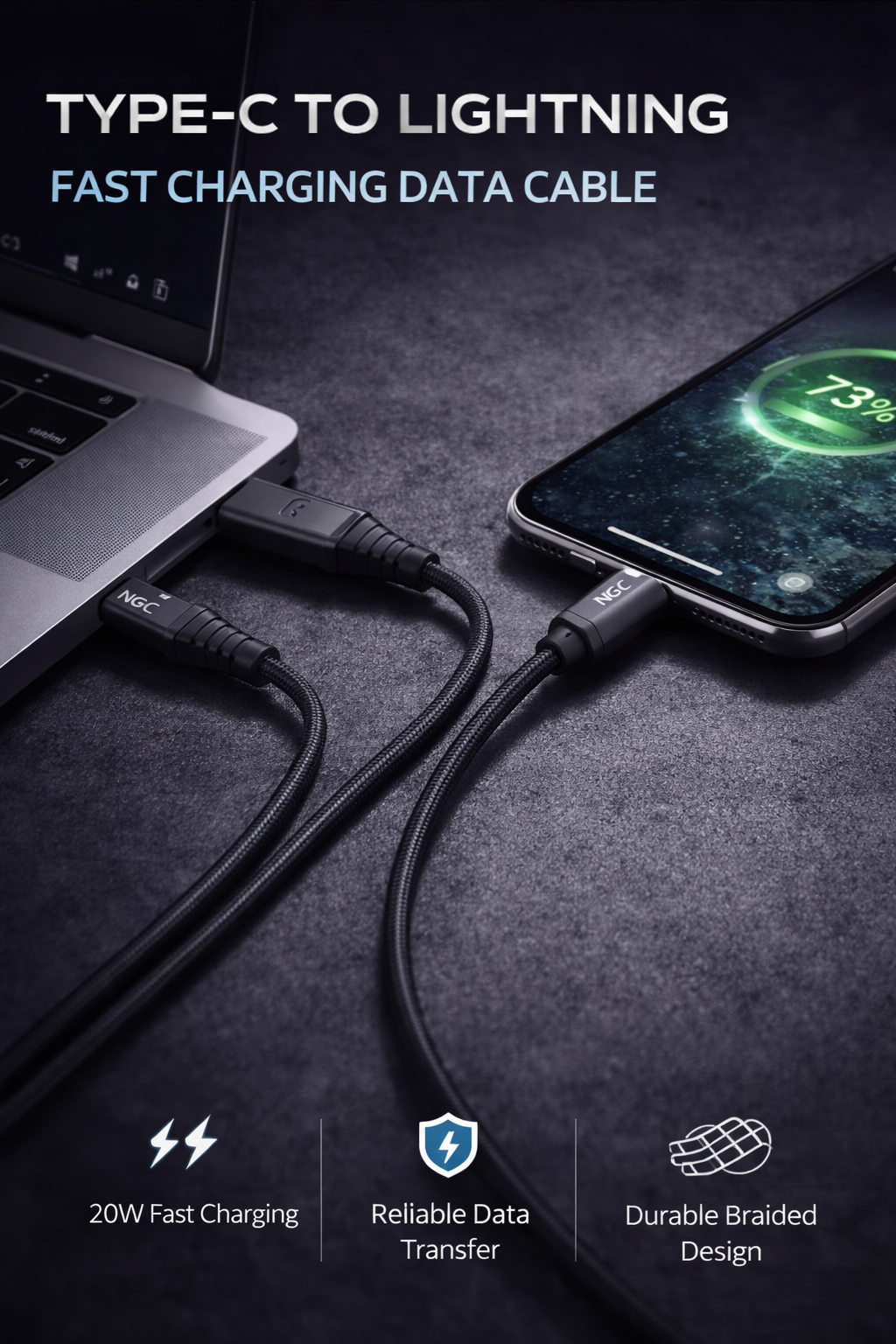 NCC Type-C to Lightning Fast Charging & Data Cable