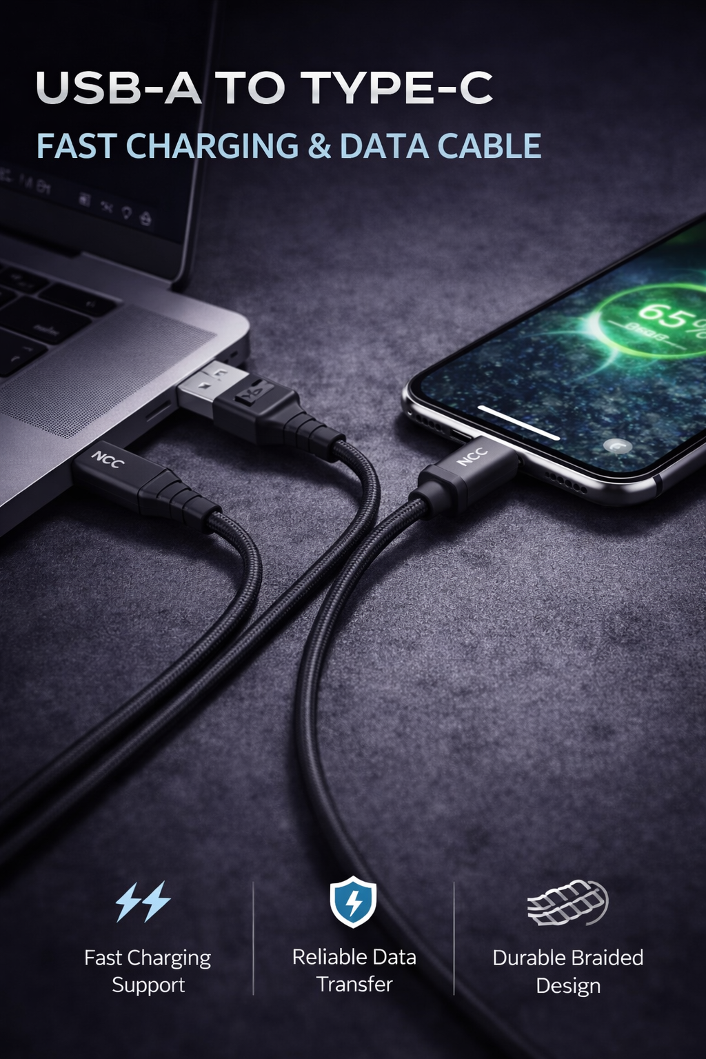 NCC USB-A to Type-C Fast Charging & Data Cable