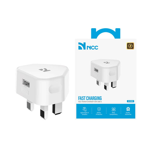 NCC Fast Charging 12W USB-A Power Adapter – Compact & Safe Wall Charger