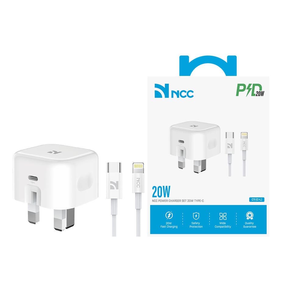 NCC 20W PD Fast Charger – Dual Port USB-A & Type-C Power Adapter